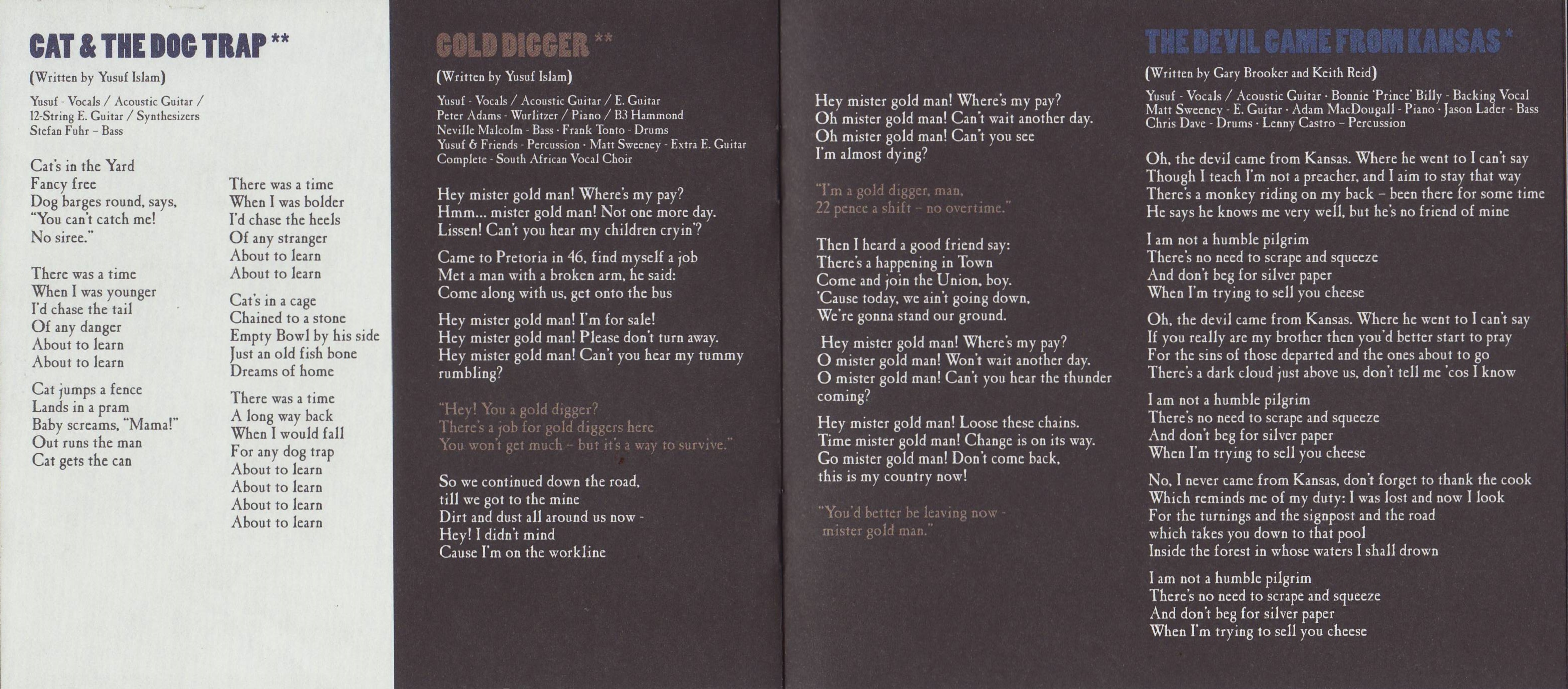 Yusuf Islam  Tell Em Im Gone : Booklet 6